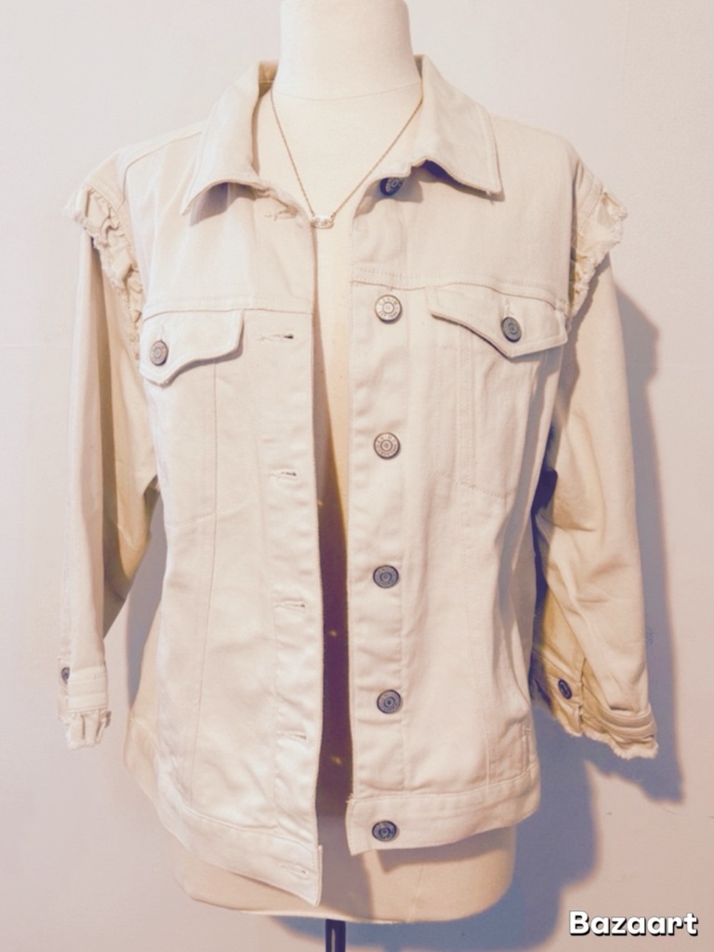 Cato Cream Button-Front Denim Jacket